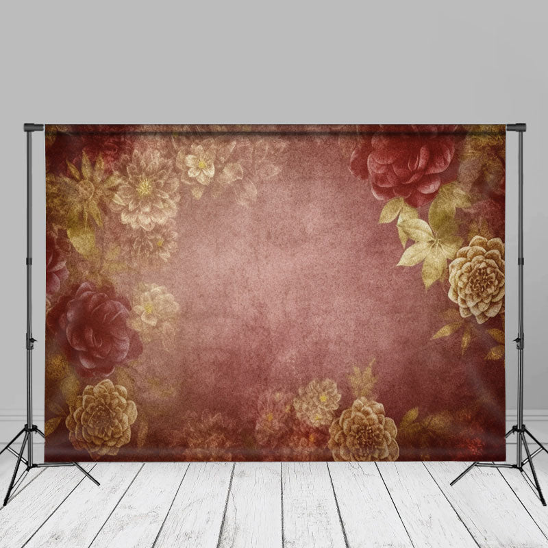 Aperturee - Gold Floral Red Abstract Fine Art Photo Booth Hintergrund