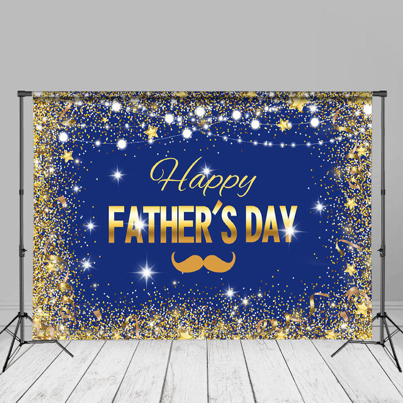 Leowefowa Fotografie-Hintergrund Für Vatertag, 3 X 2,4 M – Blau-goldene Glitzerballons, Schwarzer Smoking