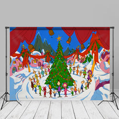 Aperturee - Grinch Scene Village Pine Frohe Weihnachten Hintergrund