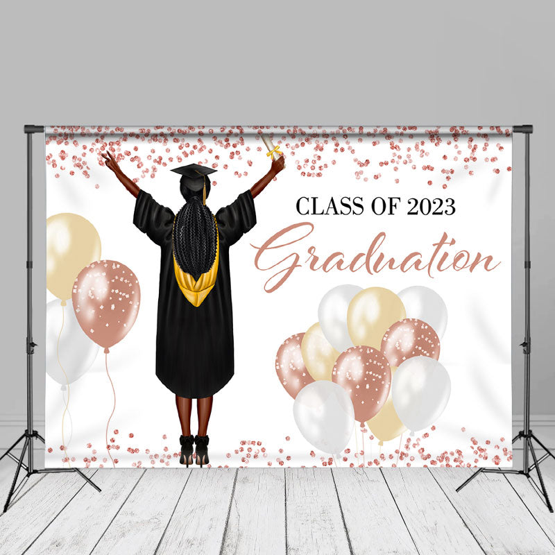 Aperturee - Happy Girl Rose Gold Glitzer Grad Photo Booth Hintergrund