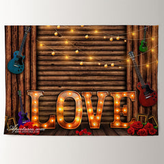 Aperturee - Light Love Gitarre Holz Valentinstag Fotohintergrund