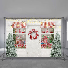 Aperturee - Hellweißer Candy Store Snowin Weihnachtshintergrund