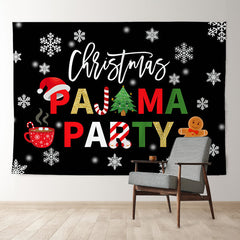 Aperturee - Pyjama Party Schneeflocken Schwarz Weihnachtshintergrund