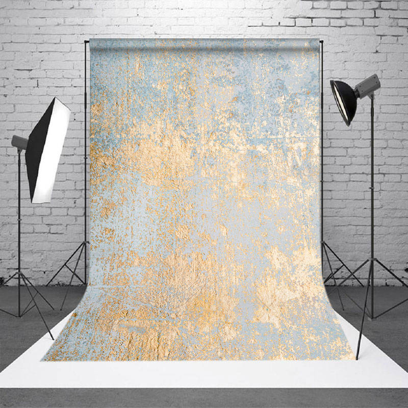 Aperturee - Hellblaue Goldtextur Wand Fotoshooting Hintergrund