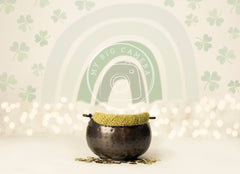 Aperturee – St. Patricks Day Boho Regenbogen Gold Fotohintergrund für Neugeborene