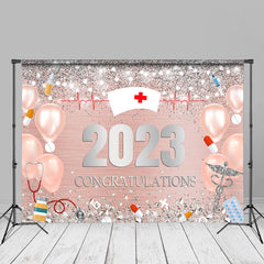 Aperturee - Rosa Ballons Diamond Nurse 2023 Grad Fotohintergrund