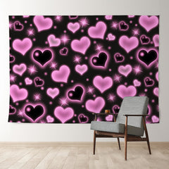 Aperturee - Hot Pink Black Heart Einfache Valentinstag Hintergrund