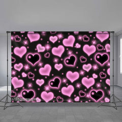 Aperturee - Hot Pink Black Heart Einfache Valentinstag Hintergrund