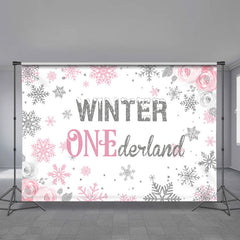 Aperturee - Rosa Schnee Winter Onederland Hintergrund zum 1. Geburtstag