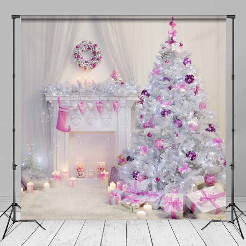 Aperturee - Rosa Motiv Kamin Fotografie Weihnachtshintergrund