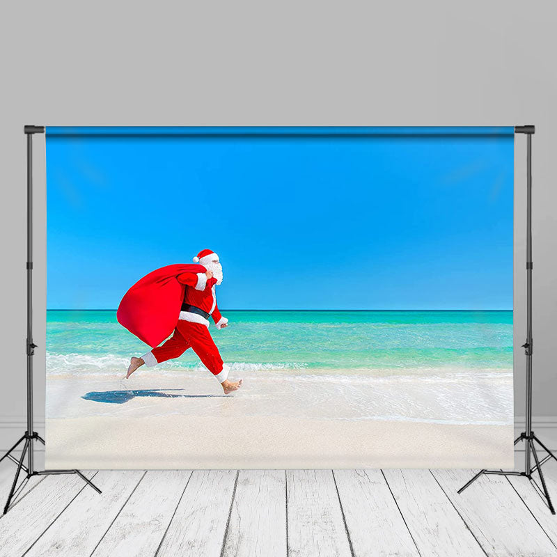 Aperturee - Weihnachtsmann Strand Weihnachten im Juli Hintergrund für Inneneinrichtung