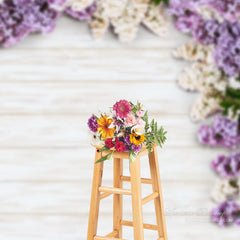 Aperturee - Schlichter weißer floraler Frühlings Fotohintergrund aus Holz