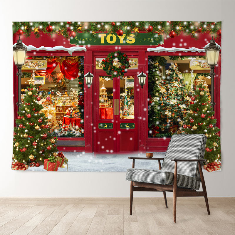 Aperturee - Schneit Licht Toys Store Bäume Weihnachtskulisse