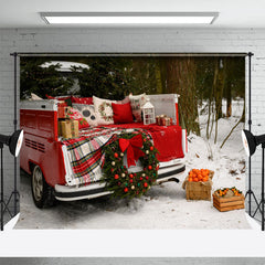 Aperturee - Snowyland Red Car Oranges Forest Weihnachtskulisse