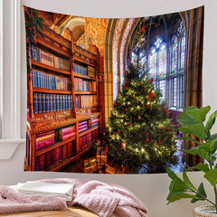 Aperturee - Buntglas Bücherregal Baum Weihnachtshintergrund