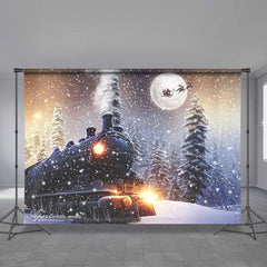 Aperturee - Train Light Snowy Forest Moon Eve Winter Hintergrund