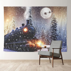 Aperturee - Train Light Snowy Forest Moon Eve Winter Hintergrund