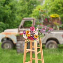 Aperturee - Bäume und Wiesen LKW Blumenhintergrund für Frühlingsideen