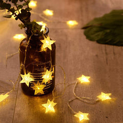 Aperturee - Warm White Battery Operated LED Star String Lights for Party