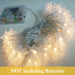 Aperturee - Warm White Battery Operated LED Star String Lights for Party