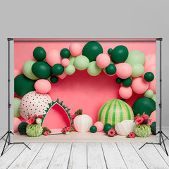 Aperturee - Wassermelonen Thema rosa Cake Smash Fotoautomaten Hintergrund