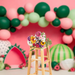 Aperturee - Wassermelonen Thema rosa Cake Smash Fotoautomaten Hintergrund