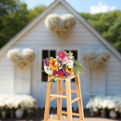 Aperturee - Weißes Herz Blumenhaus Valentinstag Hintergrund