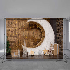 Aperturee - Holz Wand Feder Mond Stern Haus Winter Hintergrund