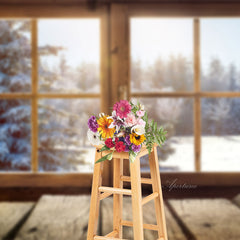 Aperturee - Holzfenster Schneekiefer Weihnachtsportrait Hintergrund