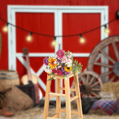 Aperturee - Roter Cowboy Cacyus Geburtstags Fotohintergrund aus Holz