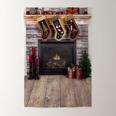 Aperturee - Holzsocken Kamin Fotoautomaten Weihnachtshintergrund